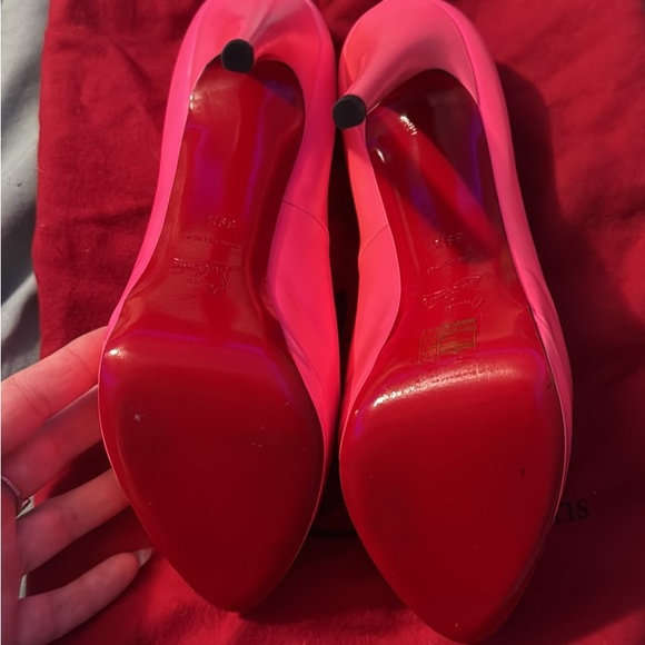 Christian Louboutin Neon Pink Peep-Toe Heels